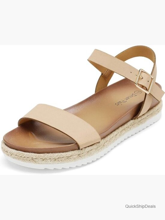 Shoes - Open Toe Ankle Strap Espadrille Platform Wedge Sandals